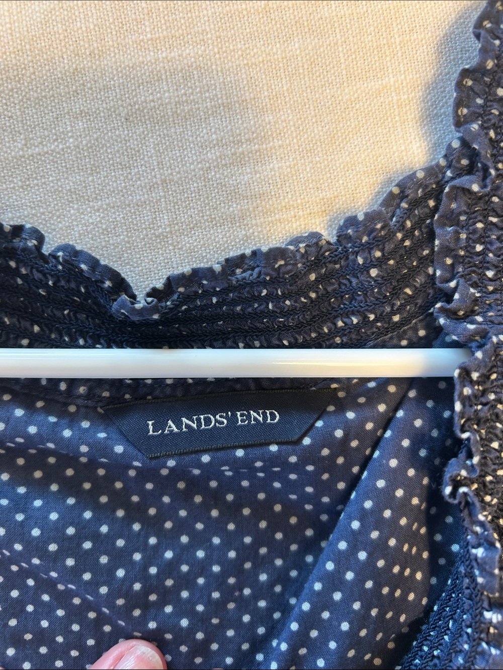 Lands' End Navy Polka Dot Sleeveless Top - Picture 2 of 5